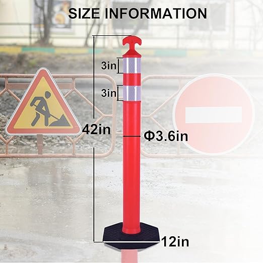 OrangeStar 3 Pack 42 Inch Traffic Cones with Heavy Duty Rubber Base – Reflective Orange Safety Delineators for Road Construction, Parking Lots & Crowd Control, 42" Tall