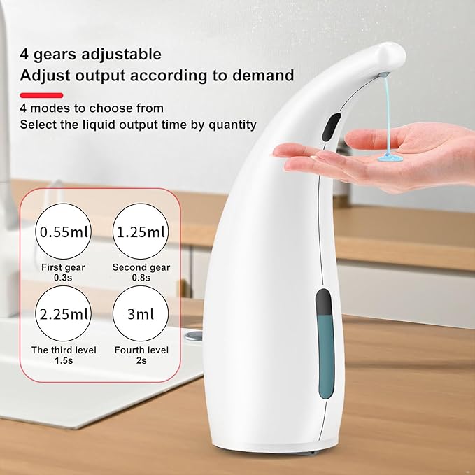 Automatic Soap Dispenser Touchless Modern Minimalist Magnetic Charging Infrared Inductio Kitchen and Bathroom Soap Pump 10oz/300ml White (White)
