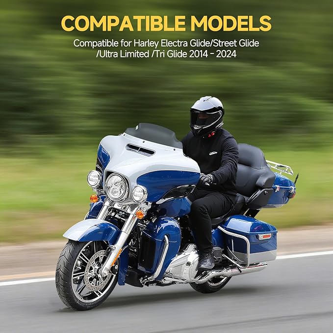 Windshield 7" Motorcycle Wave Windscreen 2014-2023 Fit For Harley Davidson Touring Street Glide Electra Glide Ultra Limited Tri Glide Flht Flhx Flhtk Flhtc Flhtcu, Smoke