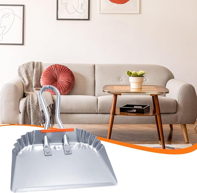 Mumufy 4 Pack Industrial Metal Dustpan 12" Heavy Duty Dust Pan with Handle Handheld Dustpan Wide Scooper Dust Debris Sweeping Tool Precision Edge Ideal for Cleaning Indoor Outdoor Surfaces (Silver)