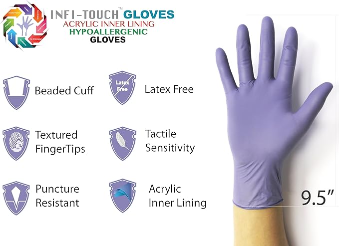 Disposable Gloves, Steel Blue Heavy Duty Nitrile Gloves, 9.5" Length, Powder Free, 6 Mil Thickness, Large, Pack of 100