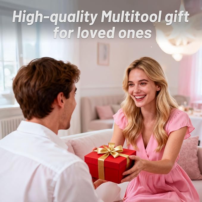 9 in 1 Multitool Carabiner with Pocket Knife, Stocking Stuffers Gifts for Men, EDC Carabiners with Folding Knives, Bottle Opener, Window Breaker and Screwdriver, Survival Gear for Camping Hiking