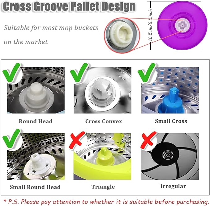 Extended Spin Mop Replacement Mop Handle, Upgraded 60-inch 360 Degrees Rotating Telescopic Replacement Mop Stick for Spin Mop Bucket Cleaning System Floor Cleaning (Plastic Disc, Green)