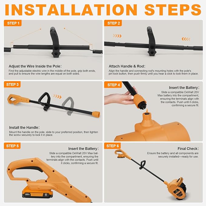 Electric Snow Shovel-Cordless Snow Removal Kit with Direction Plate & Dual-Safety Switch,Max 10" Throw Distance,Compatible with Dewalt 20V Max Battery (Tool Only)