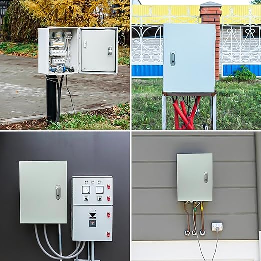 Cold Rolled Steel Outdoor Electrical Box 12"x10"x6", Weatherproof Steel Electrical Junction Box with Lock, Mounting Plate, for Garage, Factory, Residential Electrical Equipment (12"x10"x6")