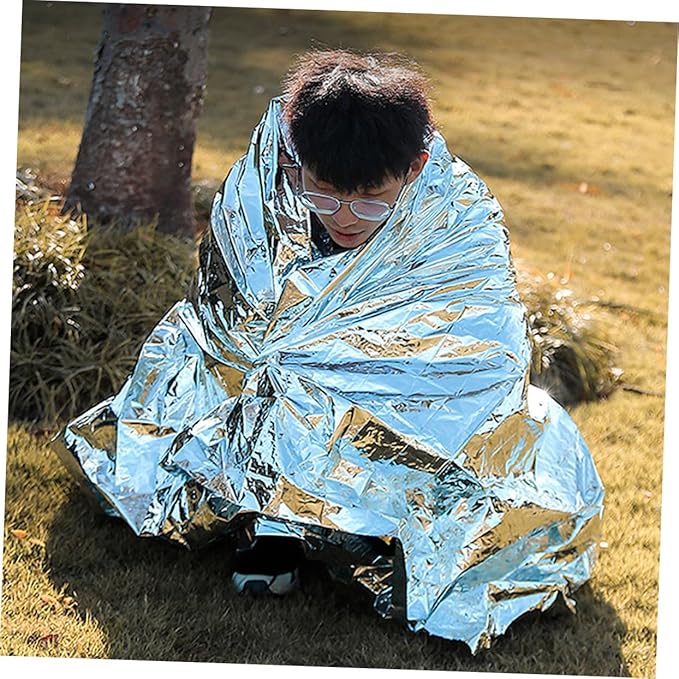 Mikinona 4Pcs Emergency Blanket Lightweight Thermal Insulation Camping Survival Supplies Portable Outdoor Survival Gear for Cold Weather and Inclement Conditions