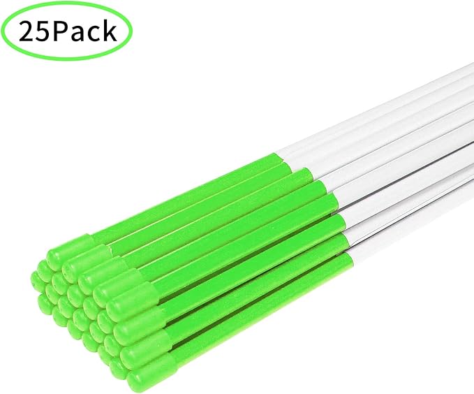 Driveway Markers Snow Stakes 48 inch Green Plow Stakes Reflective Fiberglass, Pack of 25 for Parking Lots, Walkways