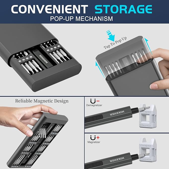 3.7V Mini Electric Screwdriver, Precision Electric Screwdriver Set, Cordless Screwdrivers, 64 Magnetic Bits, Magnetic Storage, Portable Repair Tool Kit for Electronics Phone Laptop Watch