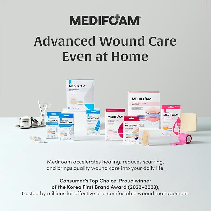 H Band Medium - Bordered Hydrocolloid Dressing, Self Adhesive Wound Dressing, Water Proof, Extra Thin, Band Type for Minor Wounds, 1.2in x 2.4in (9 Bands)