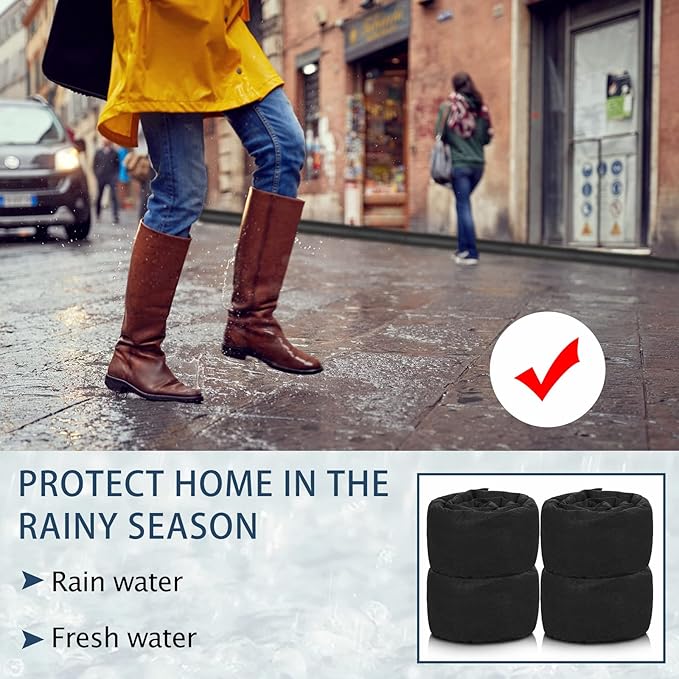 Berlune 5 Pcs Water Barrier 10 ft x 6.5 in Flood Barrier for Home Reusable Absorbent Prevention Barrier Sandless Sandbag for Flooding Green Water Activated Barrier for Home Garage Door Basement(5 Pcs)