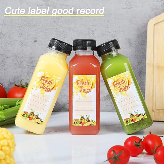 30pcs 10oz Empty Plastic Juice Bottles with Caps Reusable Food Grade Drink Bottles with Leak-Proof Tamper Evident Caps Bulk Clear Beverage Containers for Homemade Drinks Smoothie Milk