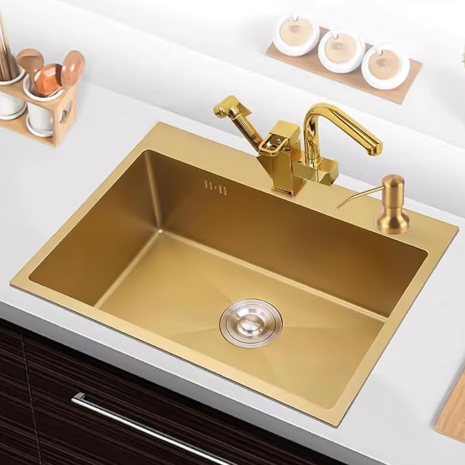 Soap Dispenser for Kitchen Sink, Sink Soap Dispenser with Longer Threaded Shaft Shank, 47" Extension Tube Connects Directly to Dish Soap Container, Wider Pump Head Base(Golden)