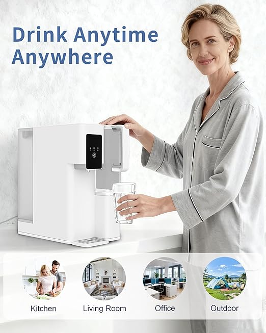 Reverse Osmosis System Countertop, Portable 5 in 1 RO Water Filtration System, 3:1 Pure to Drain Ratio Purifier, TDS & Filter Monitor, Water Filter for Home, Office, RV White