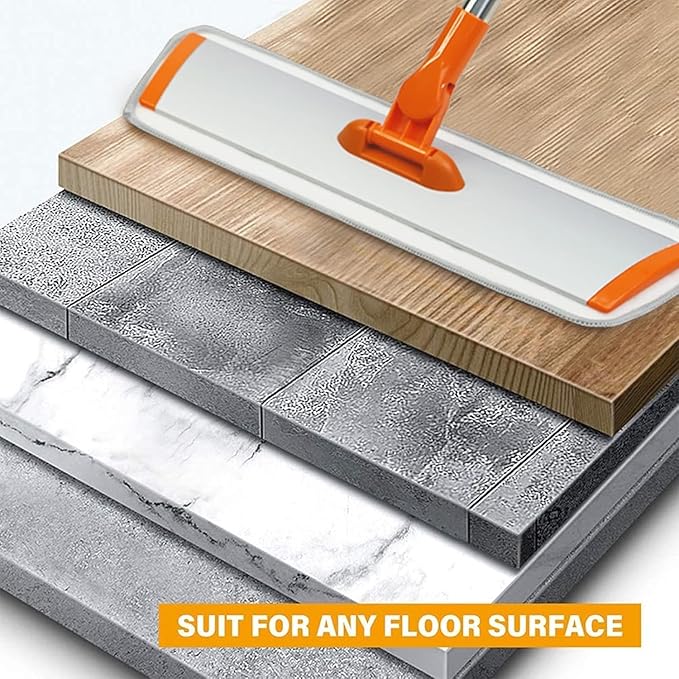 17.5" Microfiber Mop – Floor Flat Mop with 51" Adjustable Stainless Steel Handle, 4 Reusable Pads for Wet & Dry Mopping on Hardwood, Tile, Laminate & Vinyl Floors