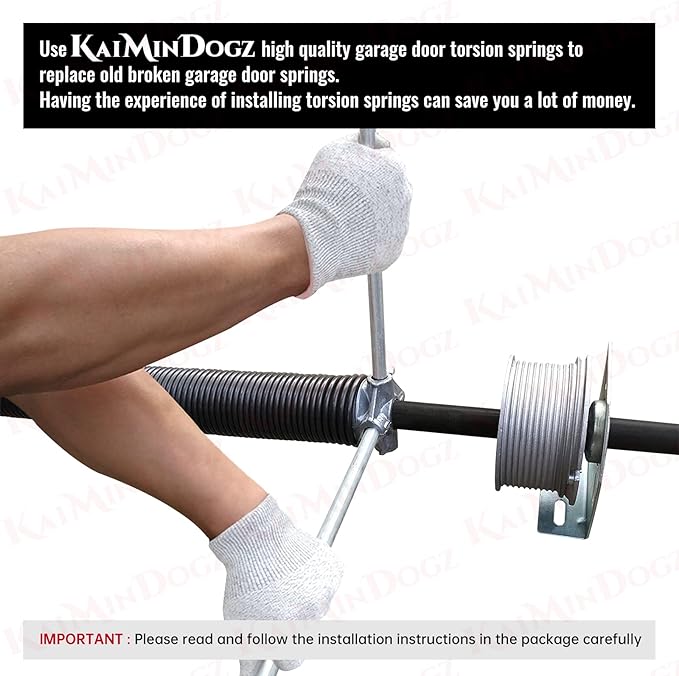 Pair of 2" Garage Door Torsion Springs Set with Non-Slip Winding Bar & Gloves,High Precision Electrophoresis Black Coated, for Replacement & Installation, MIN 16,000 Cycles (0.250x2''x31'')