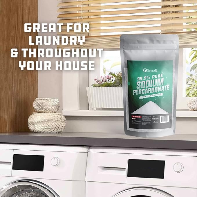 Sodium Percarbonate, 99.9% Pure Oxygen Bleach Powder, Laundry Stain Remover, Whitener, and Detergent Booster, Dishwasher Cleaner and Deodorizer, 10 lbs (160 oz), Pack of 1