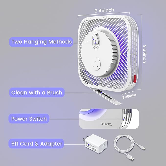 Bug Zapper Indoor–2025 Updated Mosquito Killer with Dual Wavelengths & Strong Suction Trap, 2800V High-Voltage Electric Fly Zapper for Home/Office/Backyard/Camping(USB & Adapter Included)