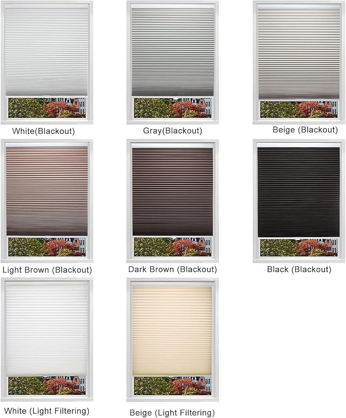 Changshade Cordless Cellular Shades, Light Filtering Honeycomb Shades for Windows, Pull Down Pleated Blinds, Easy to Install for Indoor Windows and French Doors,32" W x 50" H, Grey