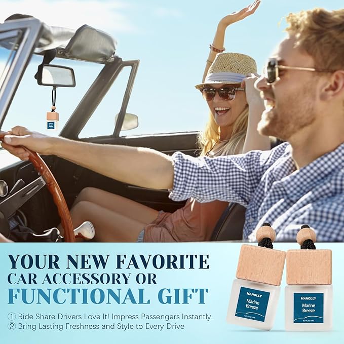Car Air Freshener Hanging 2 Pack – Marine Breeze Car Freshener Diffuser, Fall Car Air Freshener for Women and Men, Lasting up to 45 Days. 0.27 FL OZ/8ML