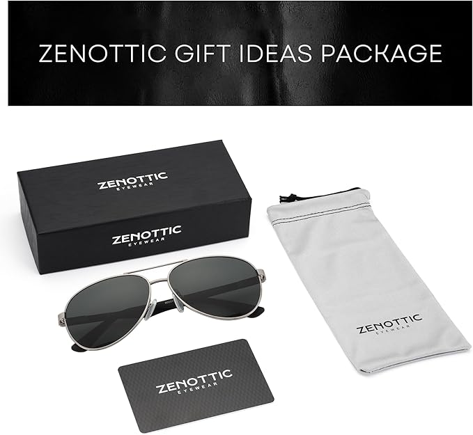 ZENOTTIC Polarized Aviator Sunglasses for Men Carbon Fiber Temple Pilot Sun Glasses with Mirrored Lens UV Protection