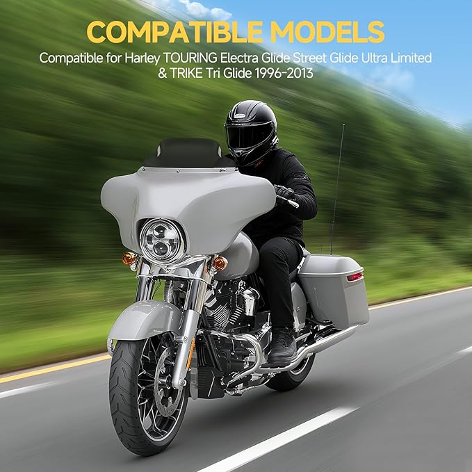 Motorcycle 8 inch Windshield Windscreen Windshield Fit For 1996-2013 Harley Davidson Touring Street Glide Electra Glide Tri Glide Flht Flhx Flhtk Flhtc Flhtcu, Black