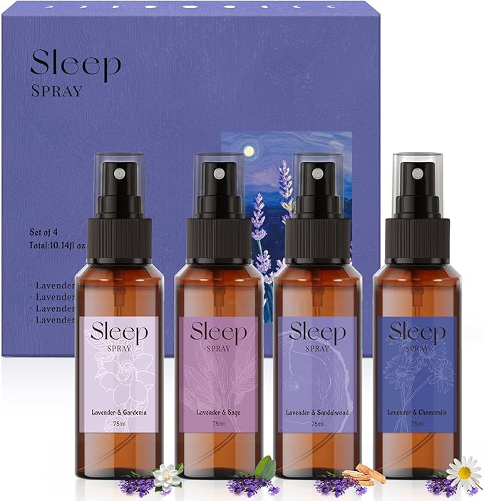 SCENTORINI Pillow Spray, 10.14 oz Lavender Air Freshener Spray for Sleep, 4 Pack Aromatherapy Mist for Bedding Fabric, Room Spray Odor Deodorizer