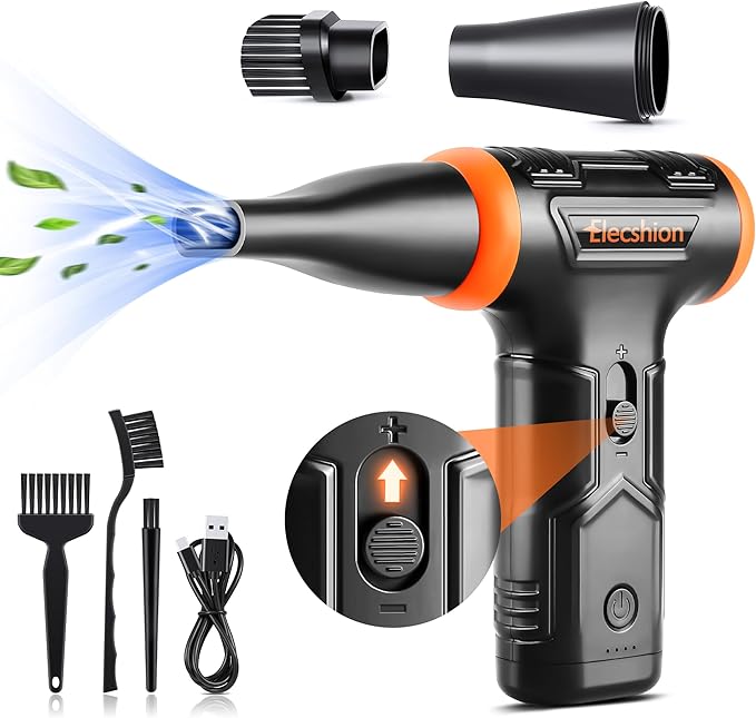 Compressed Air - Electric Air Duster, 50 mph 110000RPM Super Power Compressed Air Duster for PC/Computer/Blaster/Keyboard/Home, Variable Speed Cordless Canned Air Mini Dust Blower Quick Dusting