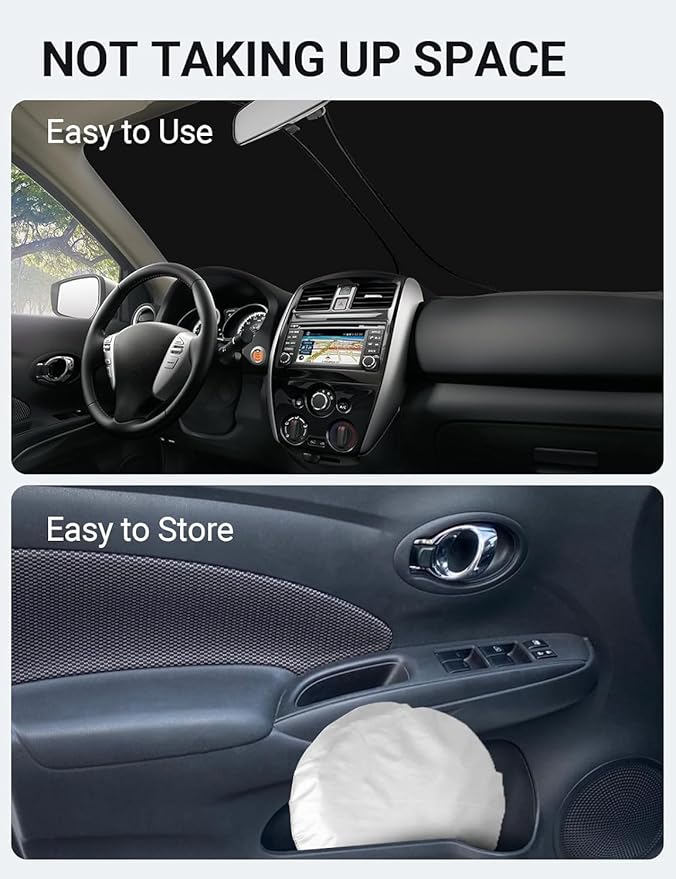 Proadsy Custom Fit Nissan Versa 2015-2019 Windshield Sun Shade 4-Layer Foldable Front Sunshade Protector Sun Visor Blocks UV Rays Keep Car Cooler