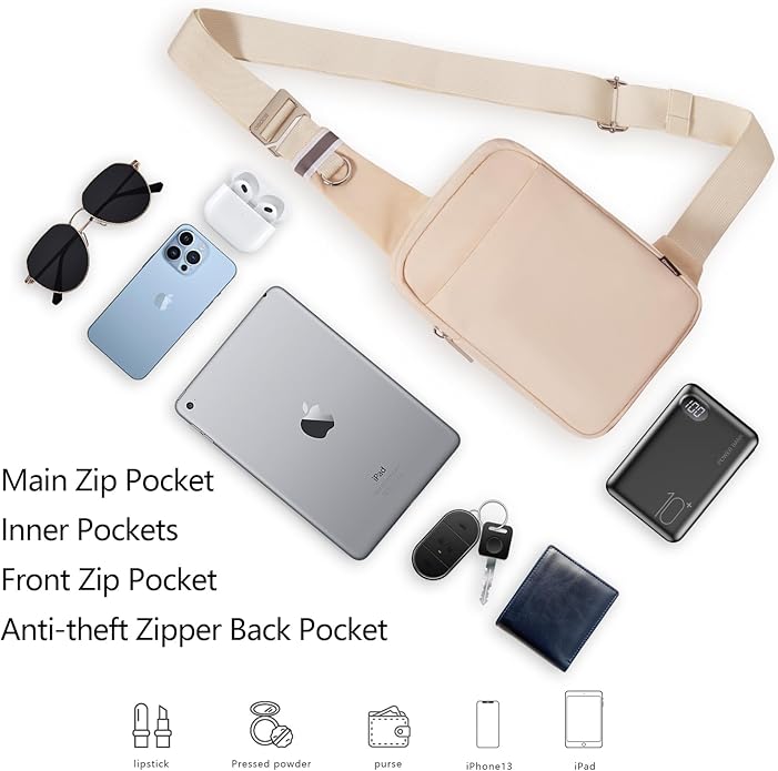 Small Sling Bag for Men and Women with RFID Pocket, Anti Theft Crossbody Chest Bag Casual Travel Bag for Hiking