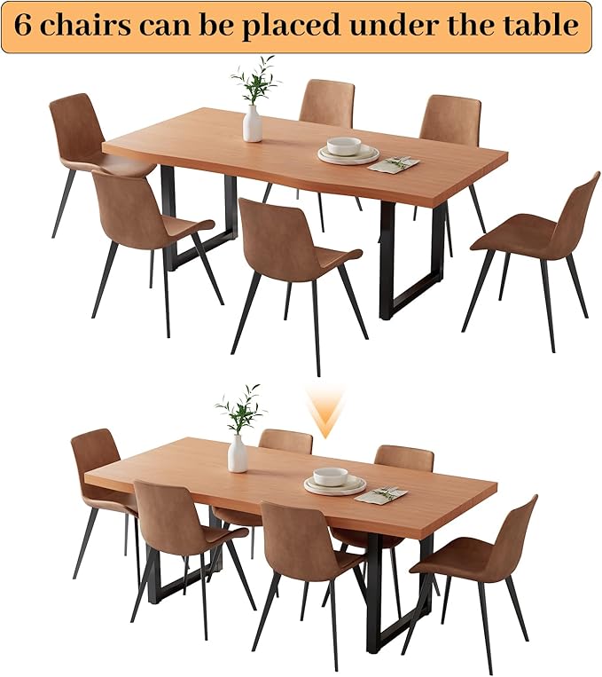 63" Wooden Dining Table for 4-6, Modern Kitchen Table Set, Thickened MDF Living Room Table for Dining Room, Kitchen, Office