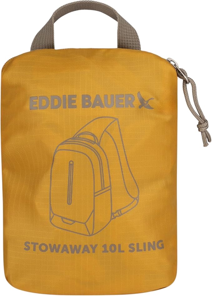 Eddie Bauer Stowaway Packable Sling Bag | Foldable | Travel | Outdoor | Lightweight | Compact | Everyday Carry | Ripstop Nylon | 10L - Field Gold