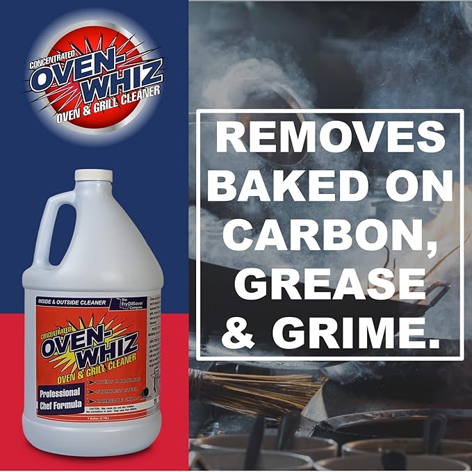 1 Gallon (128 Oz.) Oven-Whiz Oven & Grill Cleaner by FryOilSaver Co., Removes Tough Stains, Carbon, Grease & Food Burnt for BBQ Grills, Ovens, Grates for Home Kitchens, Restaurant, Food Trucks & Diner