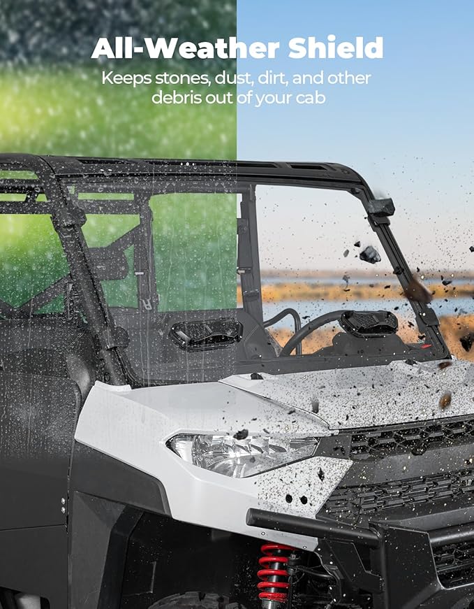 KEMIMOTO 3-IN-1 Vented Windshield Compatible with Ranger 1000, Sliding Scratch Resistant Front Windshield Compatible with Polaris Ranger XP 900/Crew, Ranger XP 1000/Crew, Ranger 1000/Crew 2014-2026
