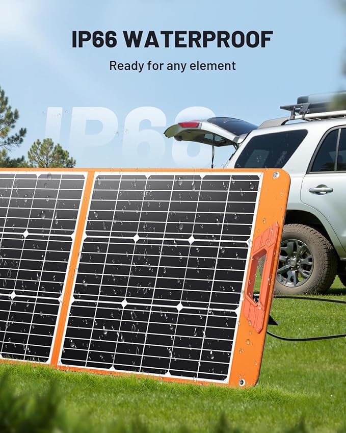 200 Watt Portable Solar Panel for Power Station, 24% High Efficiency Foldable Solar Charger with 4 Kickstands, IP66 Waterproof Solar Panels with MC4 & USB Outputs for Trip RV Camping Off Grid