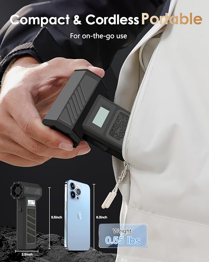 Electric Air Duster - OVVGO Compressed Air Duster Cordless Air Blower Rechargeable, 130000RPM 4-Gear Adjustable Dust Blower with LED Light Portable Duster for Cleaning Computer Keyboard Car Outdoor