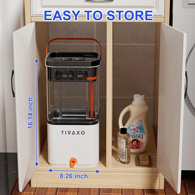 Mop and Bucket Set, Flat Mops and Bucket with Wringer Set System Automatic Separates Dirty and Clean Water, Wet and Dry Use Microfiber Mops for Wall Floor Cleaning (Mop Set with 4 Pads)