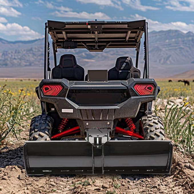 Scrape Blade Implement 3-Point 48" 2 Inch Receiver for ATV UTV Tractor Adjustable Degrees Rear Grading Blade Attachment Driveway Grader Ground Leveler Snow Plow Kit