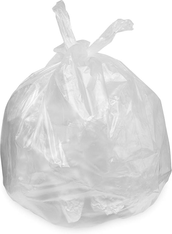 250 Count Large Clear Plastic Liners, 33 Gallon, 32x38 Inches for Waste Disposal, Home, Office, Small Business Recycling & Garbage Management