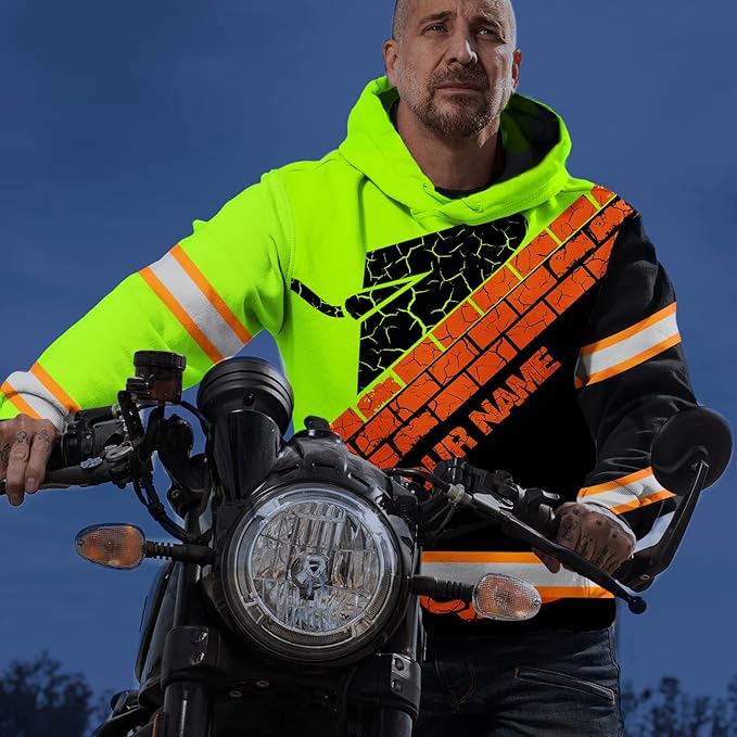 Matedecor High Visibility Hi Vis Hoodie for Men - Jobs Collection Custom Name Class 3 Reflective Safety Workwear