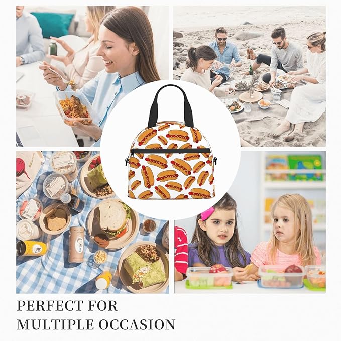 Reusable Insulated Lunch Bag with Adjustable Strap for Kids 3+ Toddler, Girl, Boy Women Men Leakproof Portable Cooler Tote Cute Quilted Bags for Work Travel Picnic