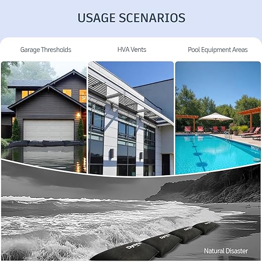 Water barriers Activate resuable Flood Water Barrier for Home Doors Water Barrier Water Dam Water barriers for Flooding 27.56 x 15 x 3.94 inches 4-Pack