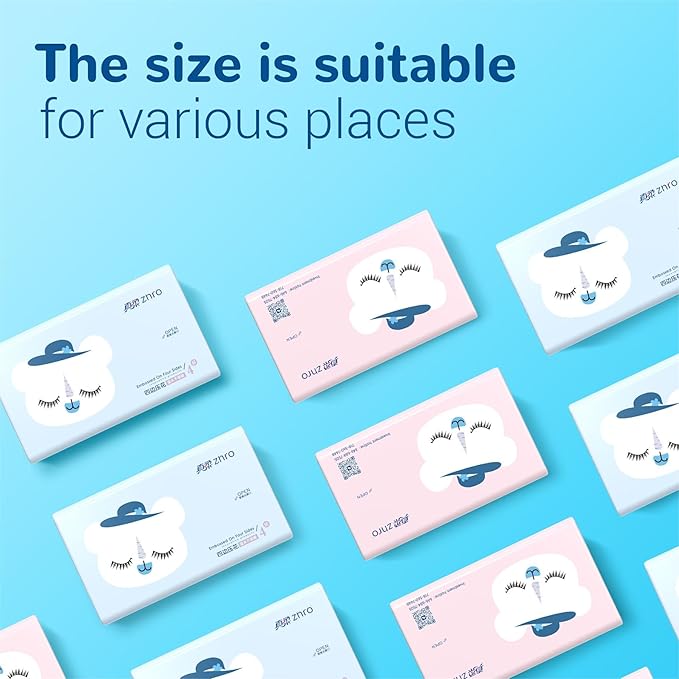 Zhro Ultra-Soft 4-Ply Tissues, 24 Hypoallergenic Packs (5.6x3.6x2.7 Inch) - 2400 Sheets Bulk Supply, Desk/Car/Bag Friendly, Lint-Free & Durable
