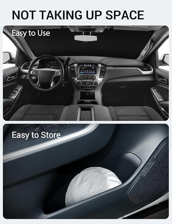 Proadsy 2025 Upgrade Windshield Sun Shade Custom Fit 2015-2020 Chevrolet Suburban Foldable Front Sunshade Protector Sun Visor Blocks UV Rays Keep Car Cooler