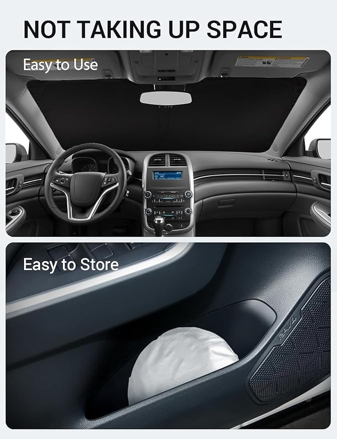Proadsy 2025 Upgrade Windshield Sun Shade Custom Fit Chevrolet Malibu 2013-2015 4-Layer Foldable Front Sunshade Protector Sun Visor Blocks UV Rays Keep Car Cooler