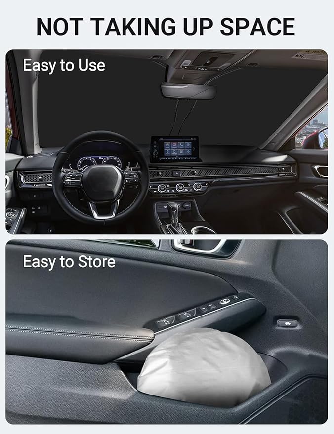 Proadsy 2025 Upgrade Windshield Sun Shade Custom Fit Honda Civic 2022-2024 2025 (Not for 2022 Sport) 4-Layer Foldable Front Sunshade Protector Sun Visor Blocks UV Rays Keep Car Cooler