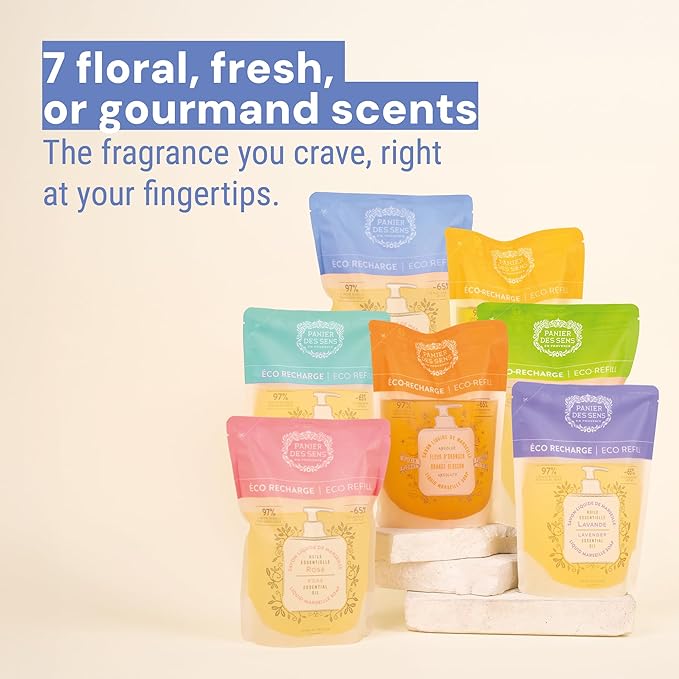 Panier des Sens - Liquid Hand Soap Refills β Blooming Iris Foaming Hand Soap Refill β French Coconut Oil Moisturizing Hand Wash - Kitchen & Bathroom Hand Wash- Soft Soap Refill 96% Natural - 34 Floz