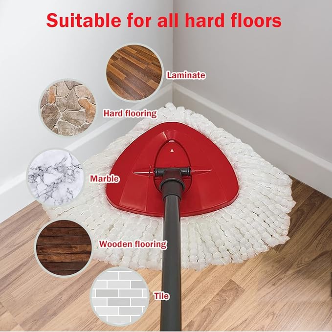 4 Pack Spin Mop Replacement Head Mop Refill Compatible with Oceda Triangle Swivel Mops Microfiber Swivel Mop Refill,Deep Clean,Machine Washable and Easy to Replace