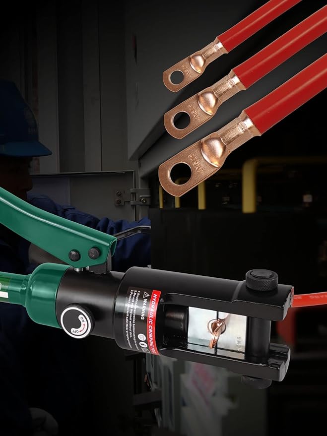 Industry Hydraulic Cable Lug Crimper 16 US TON 9 AWG to 600MCM Electrical Terminal Cable Wire Tool Kit with 13 Die (9awg~600mcm Crimping Tool)