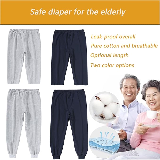 TPU Incontinence Care Trousers,Washable Elastic Adjustable Patient Care Trousers,Patient Diaper Pants Ideal for Bedridden Patients, Elderly, Mobility Impaired, Women on Periods(Gray,XL)