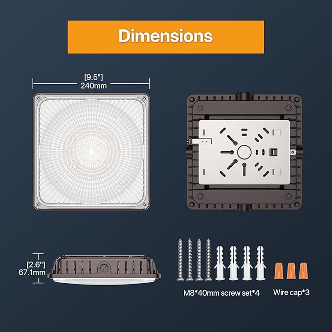 60W LED Canopy Lights 4Pack, Selectable Wattage 60/45/30W 3CCT 3000/4000/5000K, IP65 ETL Listed Commercial Canopy Lights for Gas Station Warehouse Garage Shop